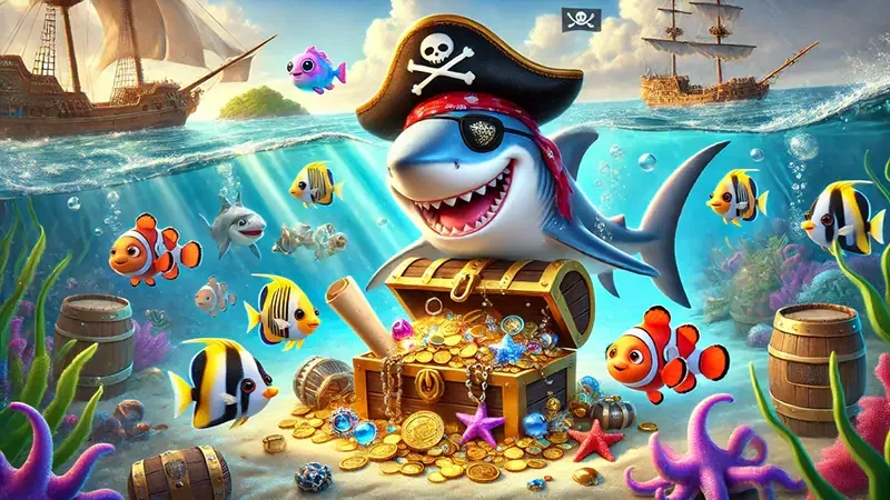 Ilustrasi permainan tembak ikan dengan target di layar